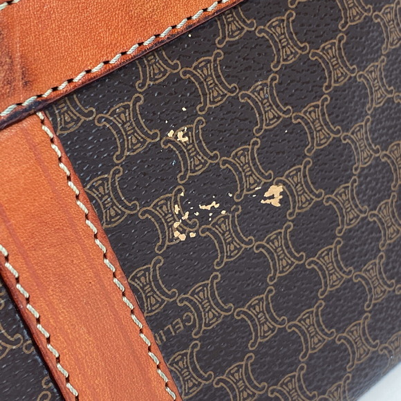 Celine Macadam Pattern Canvas Travel Business Handbag Brown - Picture 4 of 7